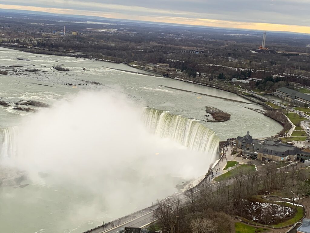 View of Niagara Falls from the Skylon Revolving Restuarant.